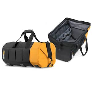 Massive Mouth 20" Black and Gold Contractor Tool Bag with 51 pockets and Heavy-duty reinforced rivet construction