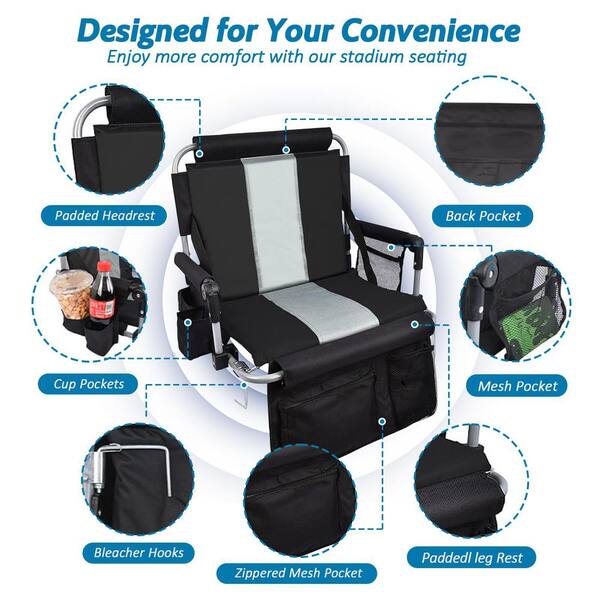 ALPHA CAMP Stadium Seat Chair For Bleachers With Back & Arm Rest For - View #3