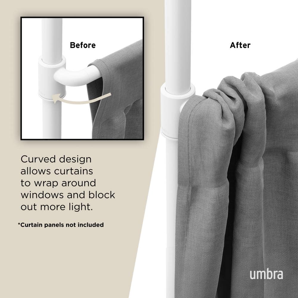 White Adjustable Tension Curtain Rod and Room Divider