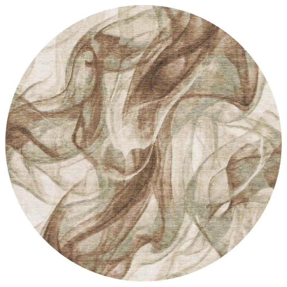 Chantille Machine Washable Indoor/Outdoor Abstract ACN2963 Mocha 8 ft. x 8 ft. Round Rug price history on PriceWatchPro