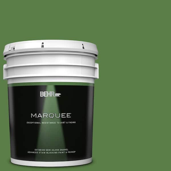 BEHR MARQUEE 5 gal. #S-H-430 Mossy Green Semi-Gloss Enamel Exterior Paint & Primer