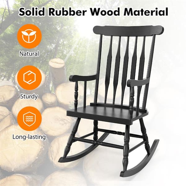 Costway Coffee Wood Indoor Outdoor Rocking Chair Rocker QD-64-A4