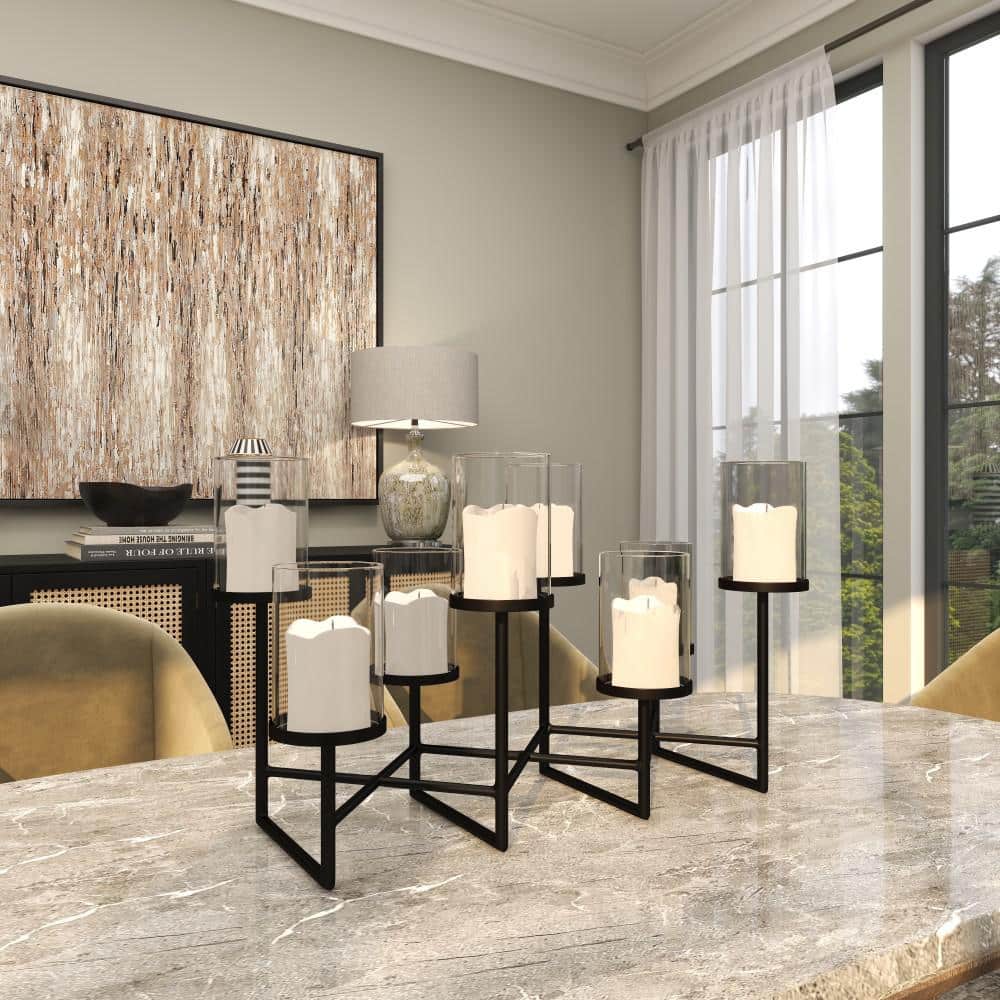 Black Metal 8-Holder Modern Candelabra