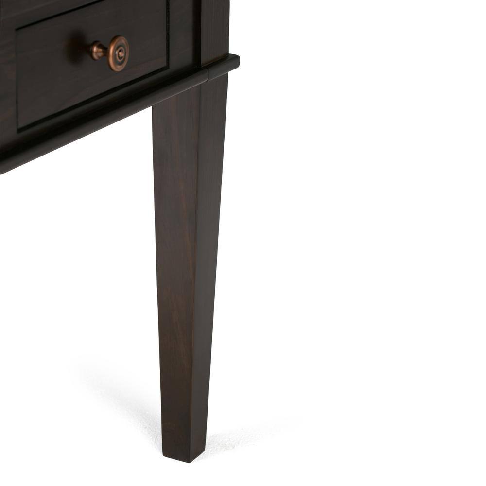 Tobacco Brown Solid Pine Square End Table with Drawer