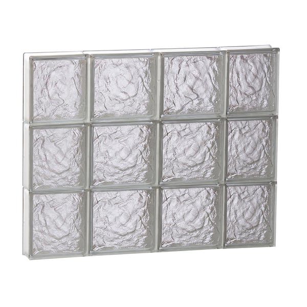 Clearly Secure 27 in. x 23.25 in. x 3.125 in. Frameless Ice Pattern Non-Vented Glass Block Window