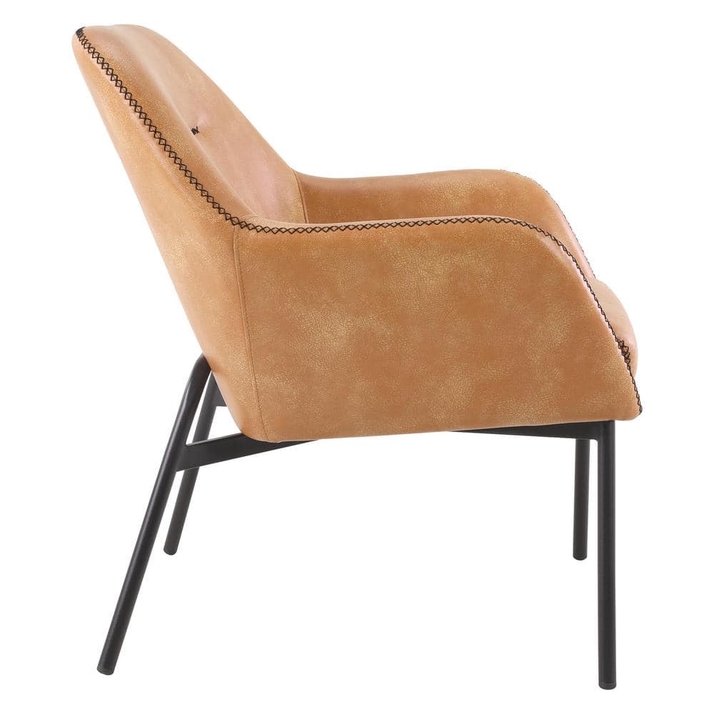 Modern Black Faux Leather Accent Chair with Metal Legs