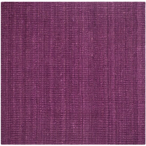 Natural Fiber Purple 6 ft. x 6 ft. Woven Crosstitch Square Area Rug