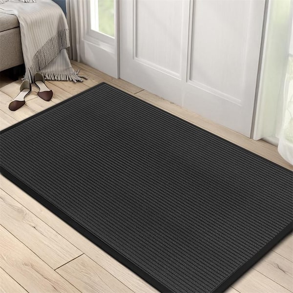 35 x 47 in. Front Door Mat Indoor Outdoor Entrance Waterproof Heavy Duty Doormat in Gray