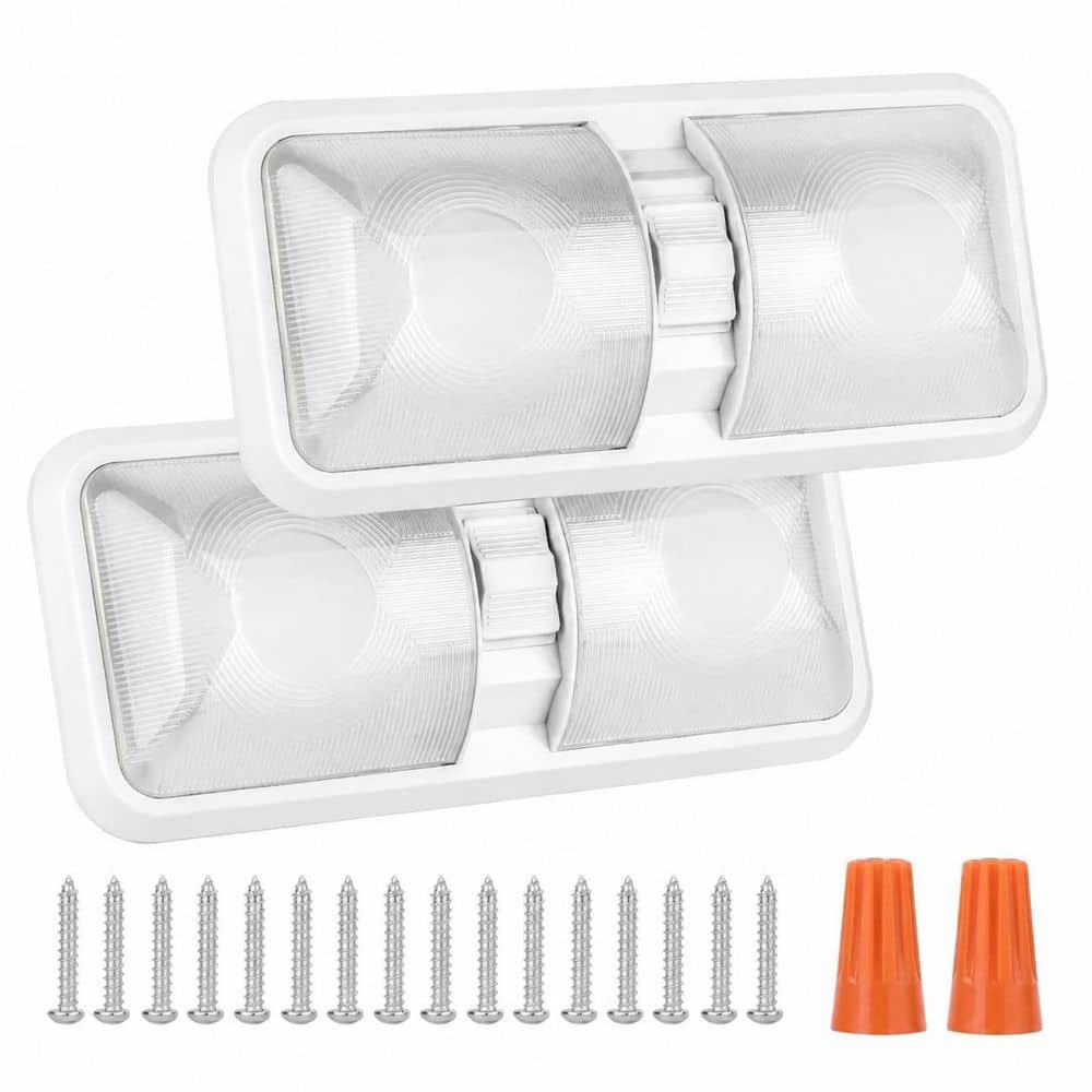 12V LED Double Dome Light Fixture Natural White 4000-4500K Ceiling Interior Lighting for RV Trailer Camper 2 Pack price history on PriceWatchPro