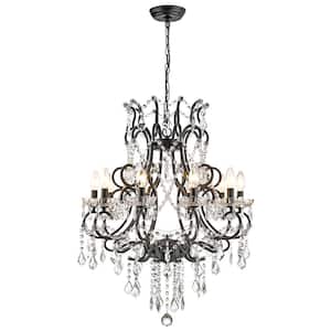 Atlanta 10-Light Black Candle Style Classic/Traditional Chandelier with Crysta Accents