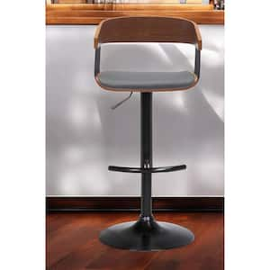 33 in. Brown and Black High Back Metal Bar Stool Faux Leather Seat