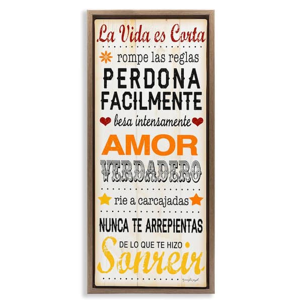 Stupell Industries Life is Short by Jennifer Pugh Brown Floater Frame Typography Graphic Art Print 31 in. x 15 in.