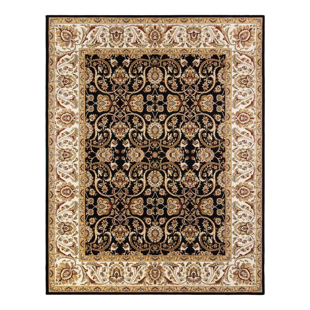 Majestic Black and Gold Synthetic Tufted Rectangular Area Rug 5' x 7'