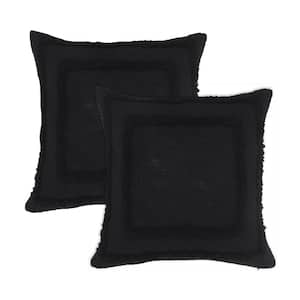 Rory Black Bordered 100% Cotton 20 in. x 20 in. Indoor Throw Pillow (Set of 2)