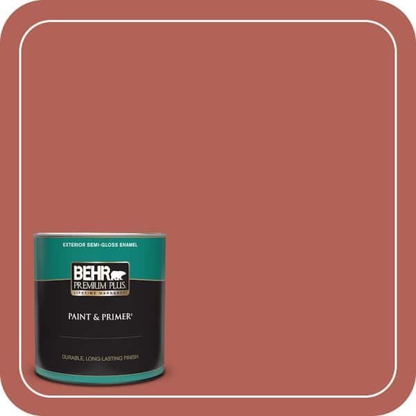 BEHR PREMIUM PLUS 1 qt. #QE-04 Chimayo Red Semi-Gloss Enamel Exterior Paint & Primer