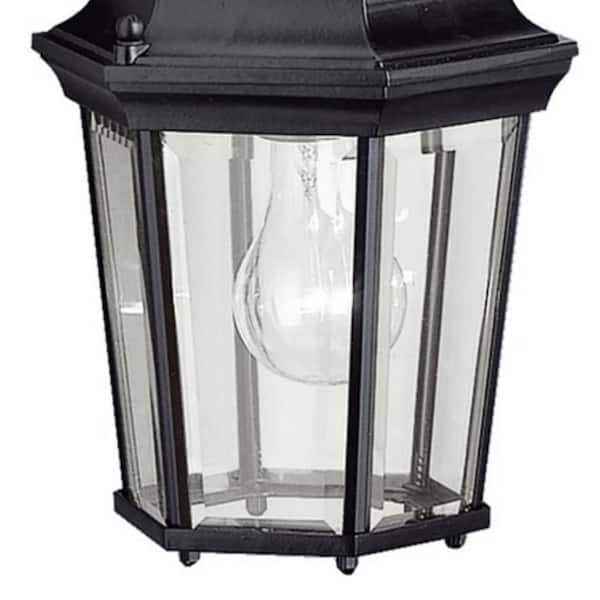 Madison 14.5 in. 1-Light Black Outdoor Hardwired Wall Lantern Sconce with No Bulbs Included (1-Pack)