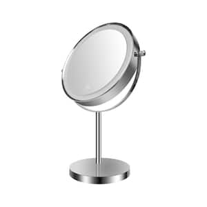 5.5 in. W x 13.5 in.H 1X/10X Magnifying 3 Color Dimmable Built-In Battery Tabletop Bathroom Makeup Mirror(Chrome)