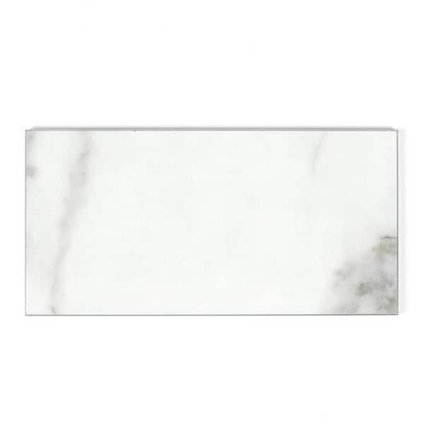 Nature Carrara White 3 in. x 6 in. Marble Look Glass Subway Wall Tile (14 sq. ft./Case)