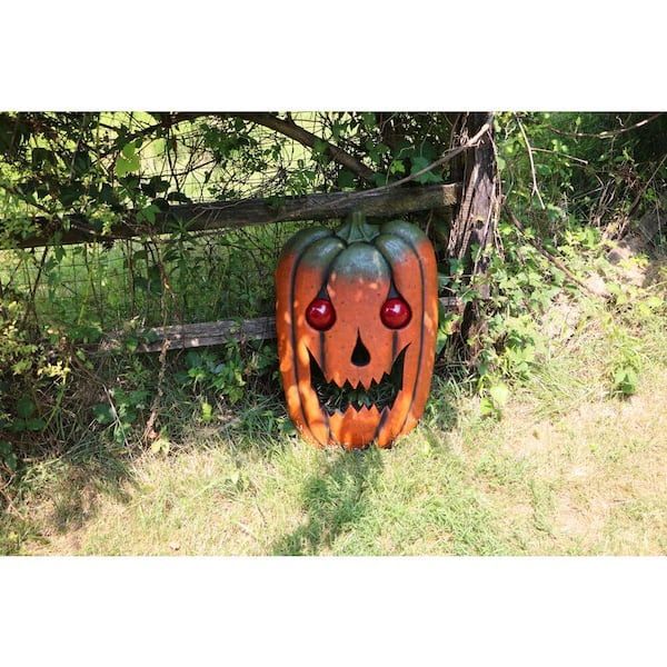 HAUNTED HILL FARM:Haunted Hill Farm 30 in. Battery Operated Pumpkin Head  with Glowing Red Eyes Halloween Prop HHDHPUMP-1HS - The Home Depot