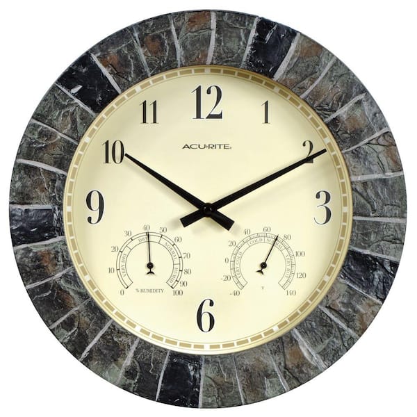 AcuRite 14 in. Faux Slate Plastic Resin Analog Wall Clock