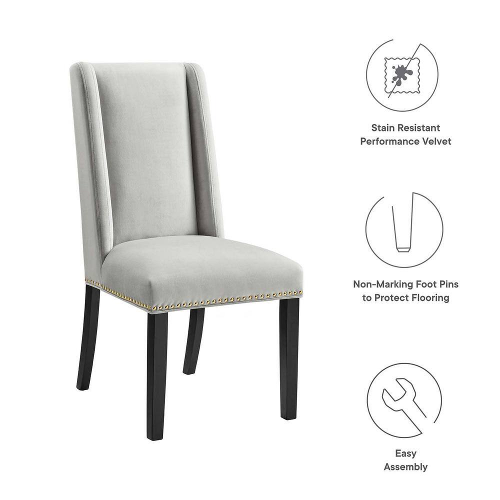 Elegant Light Gray Velvet Upholstered Dining Chair with Wood Frame
