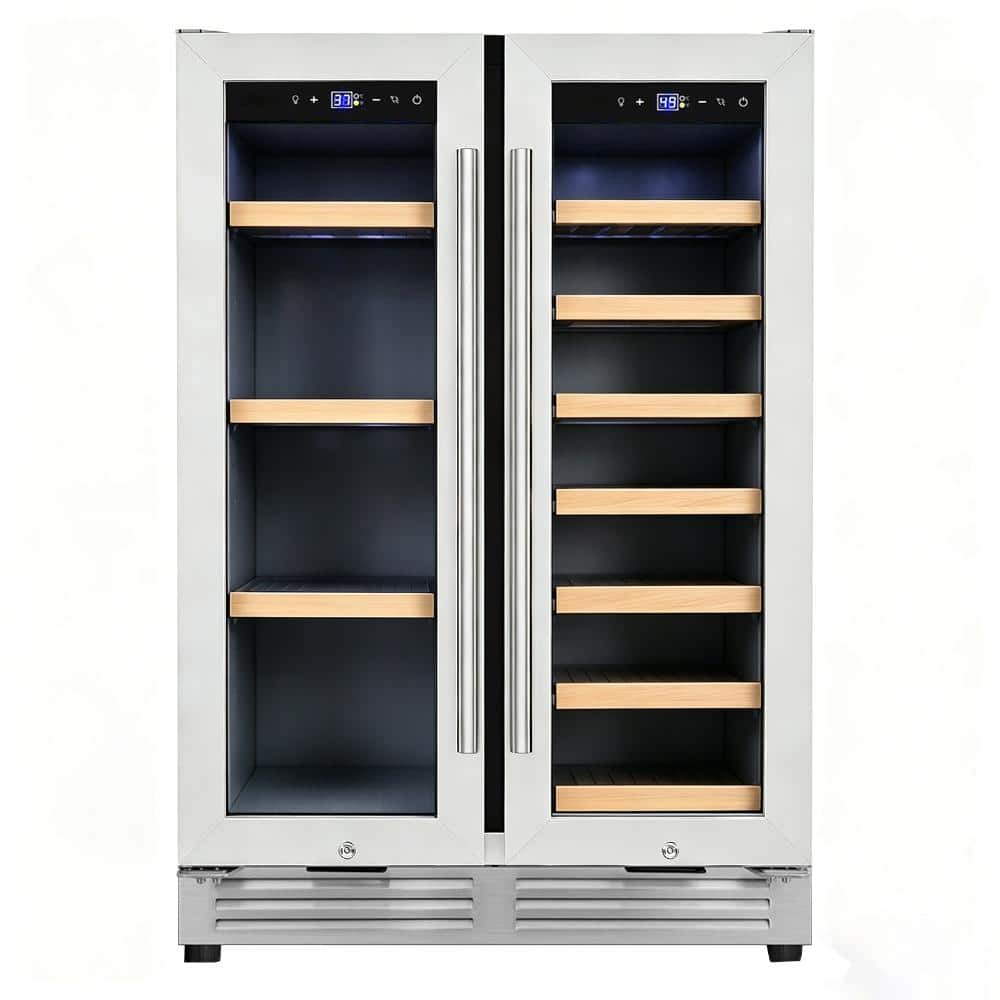 23.5 in. Dual Zone 20-Wine Bottles and 60-Cans Beverage & Wine Cooler with 10 Removable Beechwood Shelves in Silver price history on PriceWatchPro