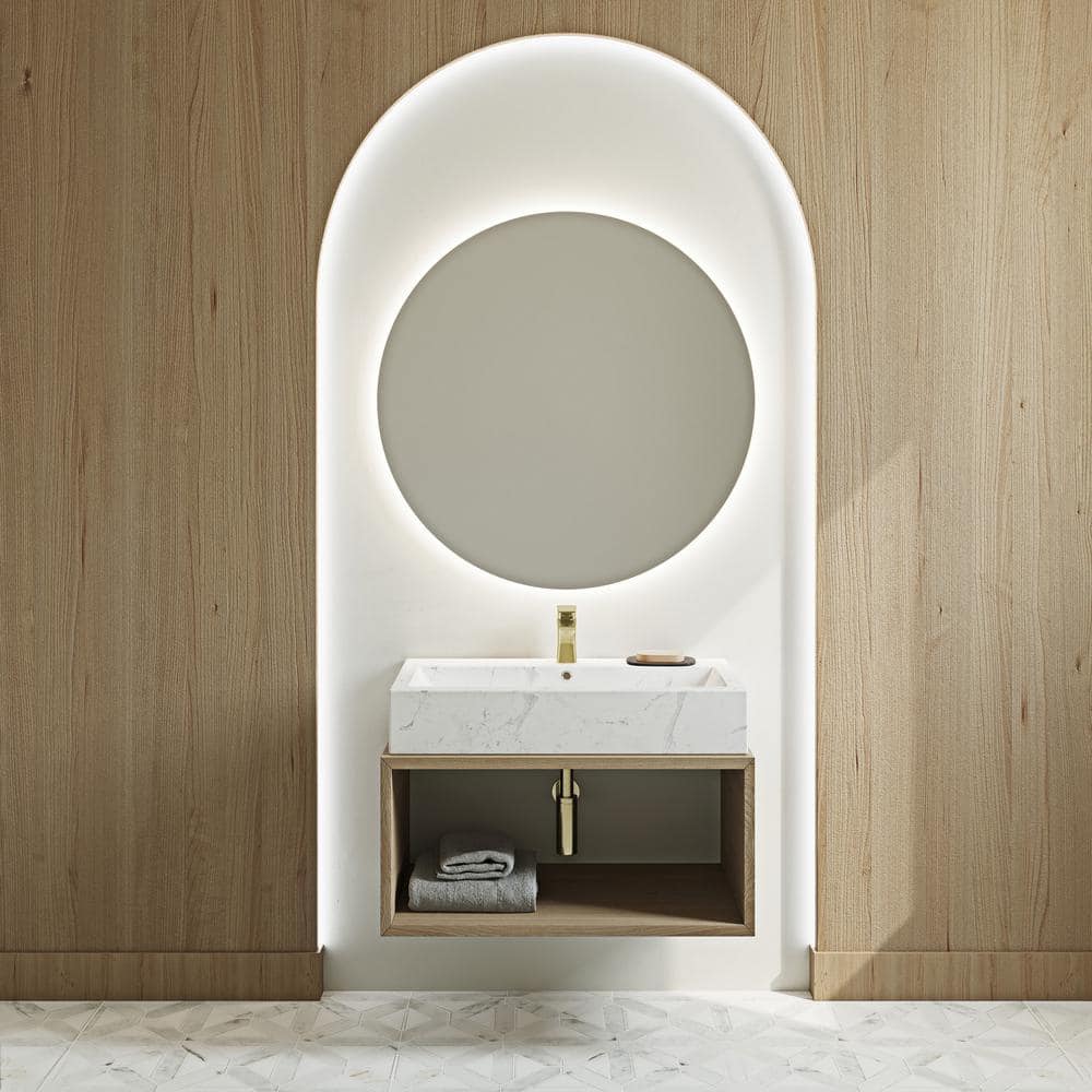 Voltaire Wide Rectangle Ceramic Vessel Sink in Static Marble