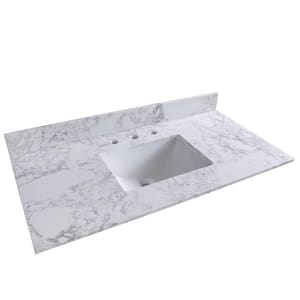 43 in. W x 22 in. D Stone Vanity Top in Gray with White Ceramic Single Sink