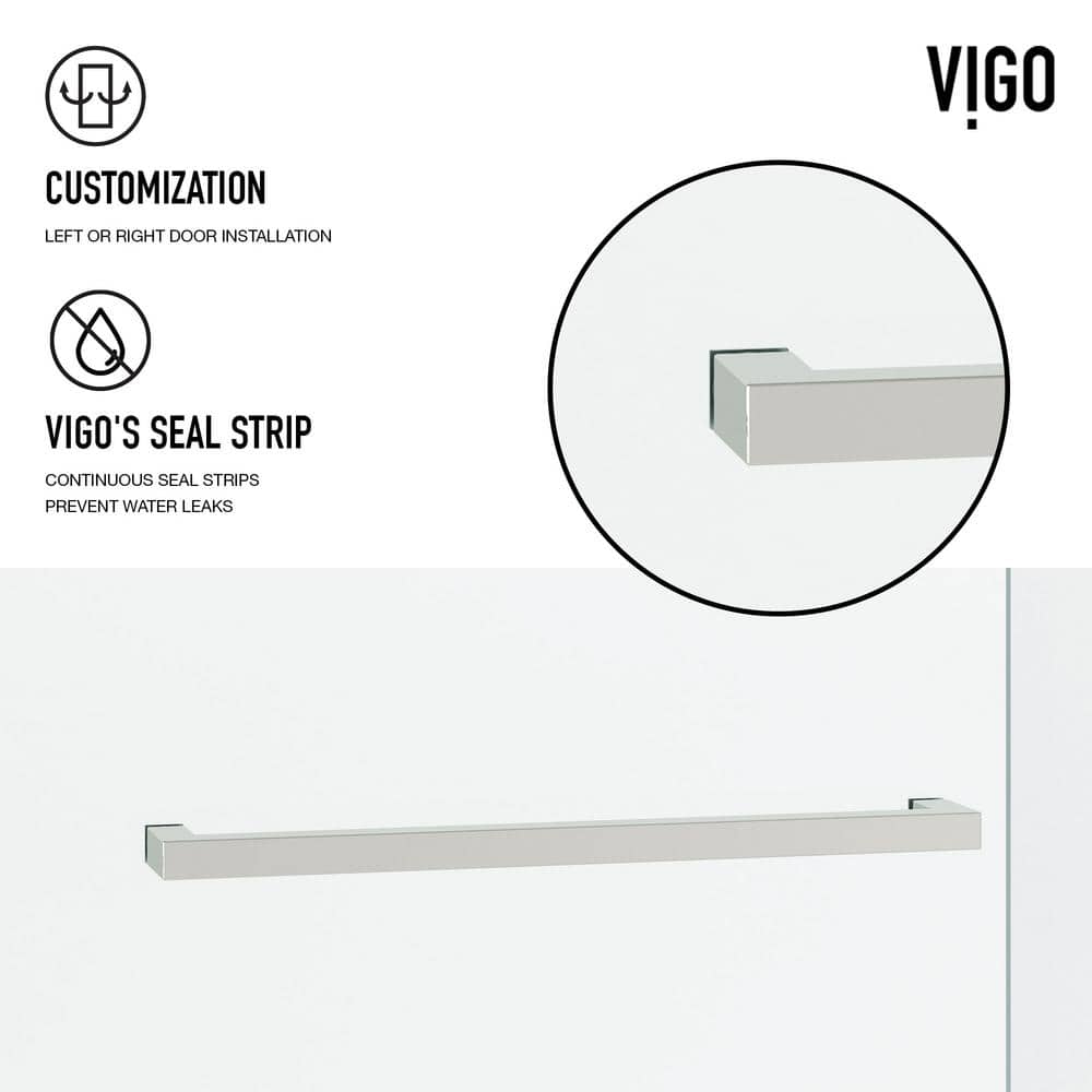 Houston Frameless Sliding Shower Door with Clear Glass and Stainless Steel Finish
