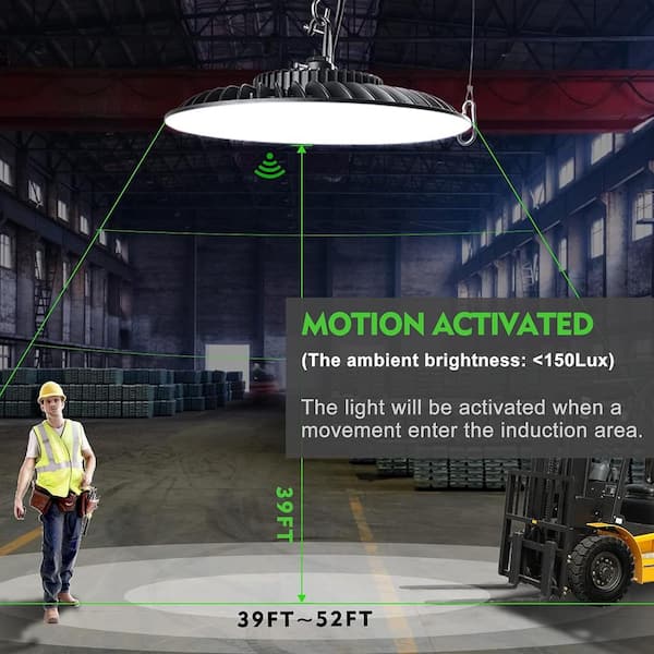 bulbeats 6Pack 150W LED High Bay Light With Motion Sensor AC100-277V UFO LED Lights 37500LM 5000K LED High Bay Shop Light