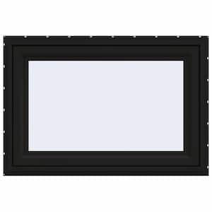 48 in. x 30 in. V-4500 Series Black FiniShield Vinyl Awning Window with Fiberglass Mesh Screen