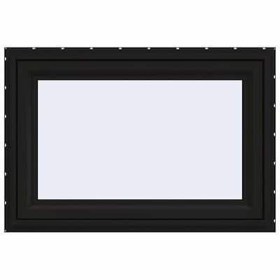 48 in. x 30 in. V-4500 Series Black FiniShield Vinyl Awning Window with Fiberglass Mesh Screen