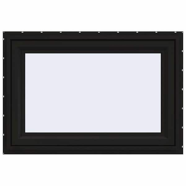 24 in. x 30 in. V-4500 Series Black FiniShield Vinyl Picture Window w/  Low-E 366 Glass