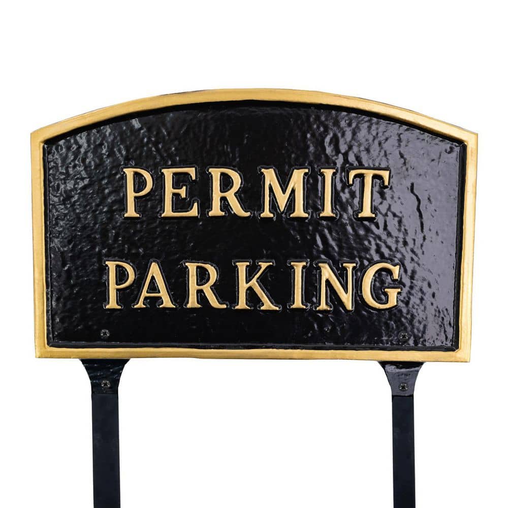 "10"" x 15 Standard Arch Permit Parking Statement Plaque Sign with Lawn Stakes - Black/Gold" price history on PriceWatchPro