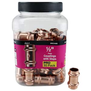 1/2 in. x 1/2 in. Copper Press x Press Coupling with Dimple Stop Pro Pack (50-Pack)