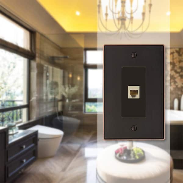 Ansley 1 Gang Phone Metal Wall Plate - Aged Bronze