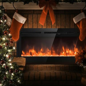 50 in. Electric Fireplace Recessed and Wall Mounted 750-Watt/1500-Watt with Multicolor Flame