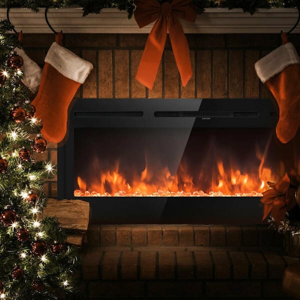 50 in. Electric Fireplace Recessed and Wall Mounted 750-Watt/1500-Watt with Multicolor Flame