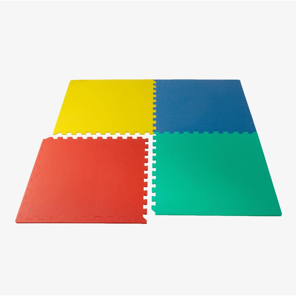 Multicolor EVA Foam Interlocking Exercise Floor Mat, 24 Sq Ft