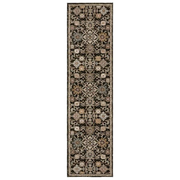 2 X 12 Blue, Gray, Tan Oriental Washable Area Rug Runner Rug