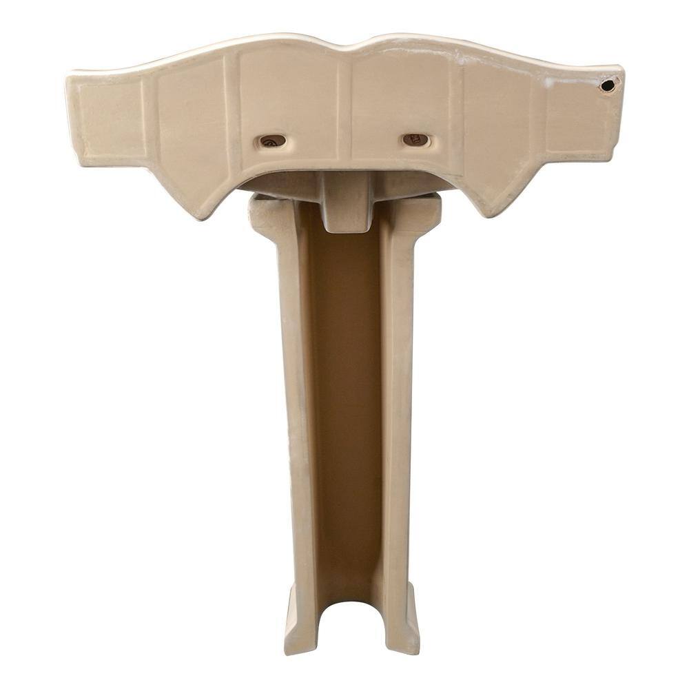 Bone Ceramic Rectangular Pedestal Bathroom Sink with Single Faucet Hole