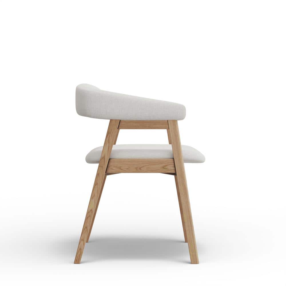 Natural Solid Wood Arm Chair with Upholstered Back and Seat