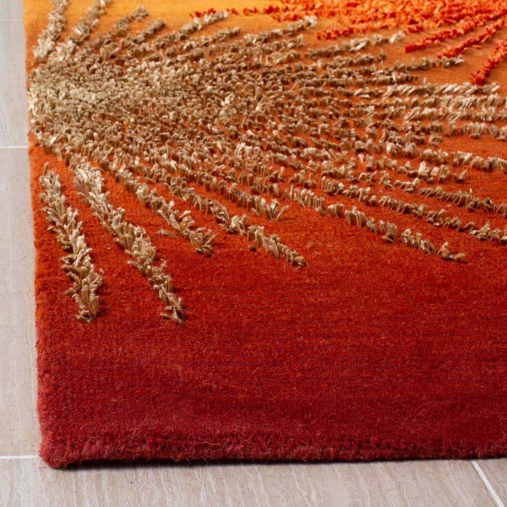 Handmade Reversible Rust Multi Wool Viscose Runner Rug