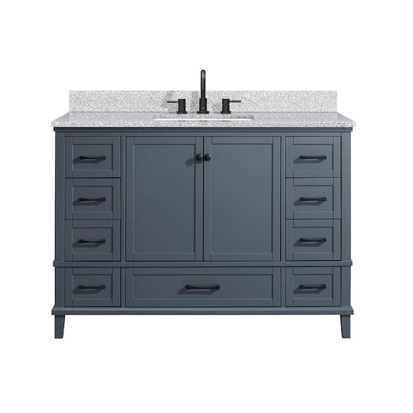 Home Decorators Collection Merryfield 49 in. Single Sink Dark Blue-Gray Bath Vanity with Gray Granite Top (Assembled)