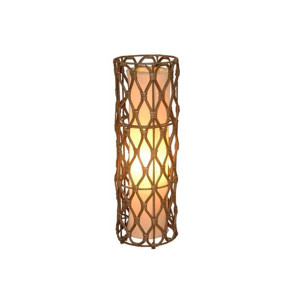 Jeffan Bethany 24 in. Antique Brown Wash Table Lamp With Natural Rattan Weave