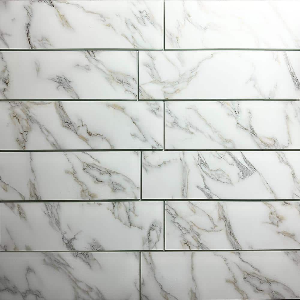 Nature Large Format 4 in. x 16 in. Calacatta White Glass Subway Tile (16 sq. ft./Case) price history on PriceWatchPro