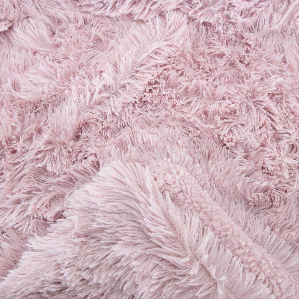 Rose Dust Faux Fur Reversible King Blanket with Sherpa Fleece