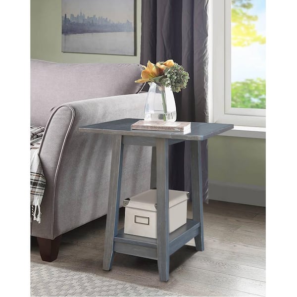 International Concepts 22 in. Washed Heather Gray Square Dropleaf Side Table