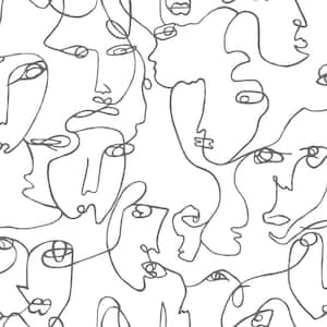 Abstract Faces Black and White Non-Pasted Wallpaper (Covers 56 sq. ft.)
