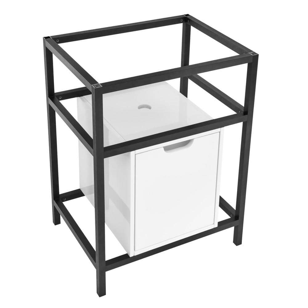 Ivy 24" Black and White Freestanding Bathroom Vanity Cabinet